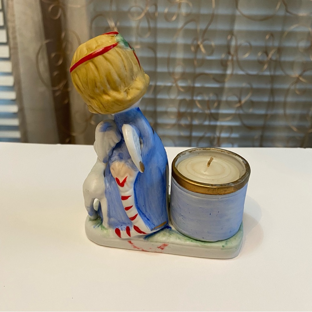 Vintage Jasco Christmas Luvkins Angel and Lamb Figurine Candle Holder, 1978 - Picture 4 of 12